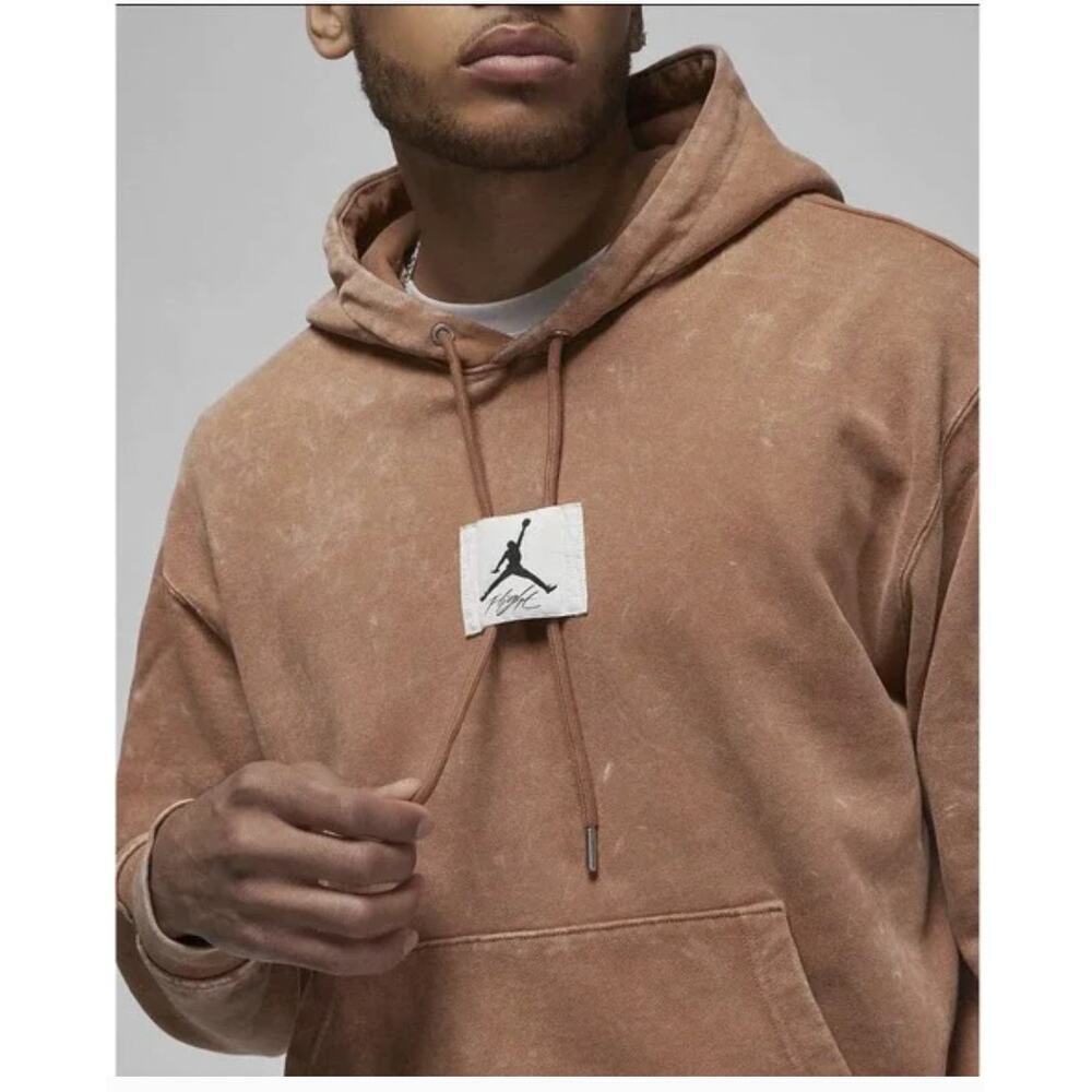 Nike Jordan Flight Fleece Hoodie Acid Wash Pullover Air jordan Orange sz M - Picture 2 of 13